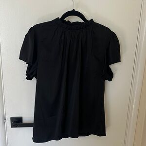 Elegant Black Ruffle Women's Blouse